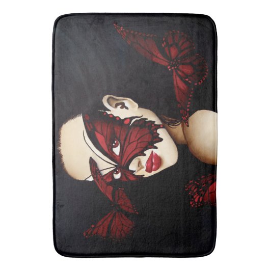 Red Butterfly Masquerade Badematte (Vorderseite Vertikal)