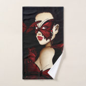 Red Butterfly Masquerade Badhandtuch Set (Handtuch)