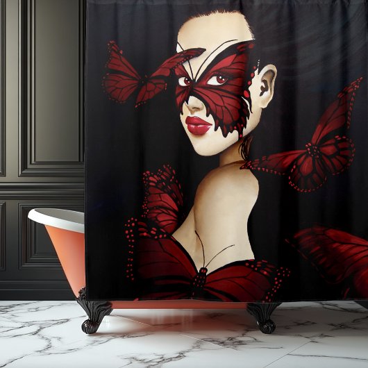 Red Butterfly Masquerade Duschvorhang