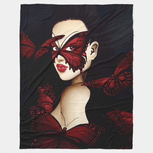 Red Butterfly Masquerade Fleecedecke (Vorderseite)