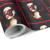 Red Butterfly Masquerade Geschenkpapier (Rolleneckpunkt)