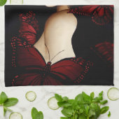 Red Butterfly Masquerade Geschirrtuch (Gefaltet)