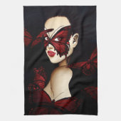 Red Butterfly Masquerade Geschirrtuch (Vertikal)