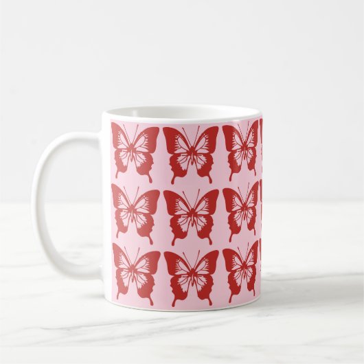 Red Butterfly Pattern Kaffeetasse (Links)