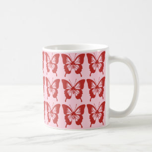 Red Butterfly Pattern Kaffeetasse