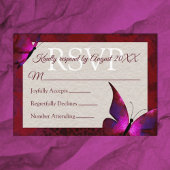 Red Butterfly Quinceañera RSVP Card Hinweiskarte