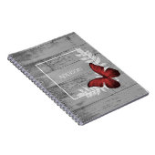 Red Butterfly Rustic Personalized Notebook Notizblock (Rechte Seite)