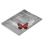Red Butterfly Rustic Personalized Notebook Notizblock (Linke Seite)