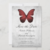 Red Butterfly Save the Date laden Einladung (Vorderseite)