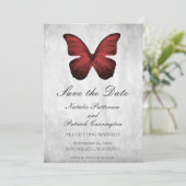 Red Butterfly Save the Date laden Einladung (Stehend Vorderseite)