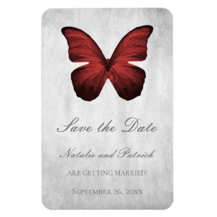 Red Butterfly Save the Date Magnet