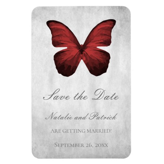 Red Butterfly Save the Date Magnet (Vertikal)