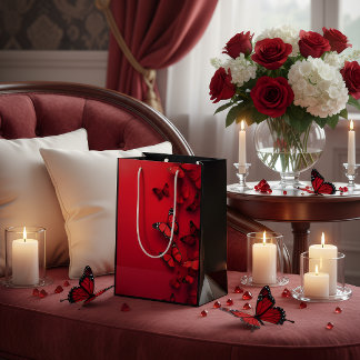 Red Butterfly Valentine’s Gift Bag Mittlere Geschenktüte