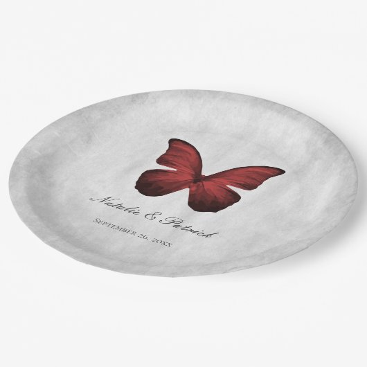 Red Butterfly Wedding Paper Teller (Schrägansicht)