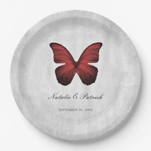 Red Butterfly Wedding Paper Teller (Vorderseite)