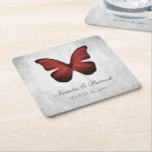 Red Butterfly Wedding Paper Untersetzer (angewinkelt)