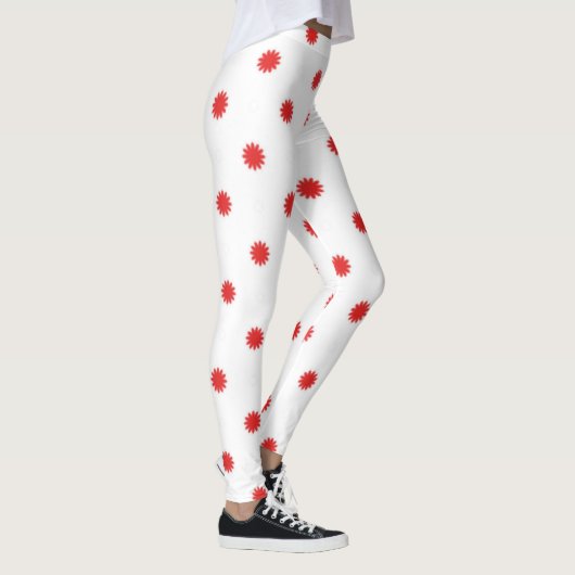 Red Button Snowflake Womens Custom Leggings (Rechts)