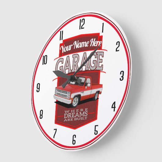 Red C10 Personalized Garage Große Wanduhr (Winkel)