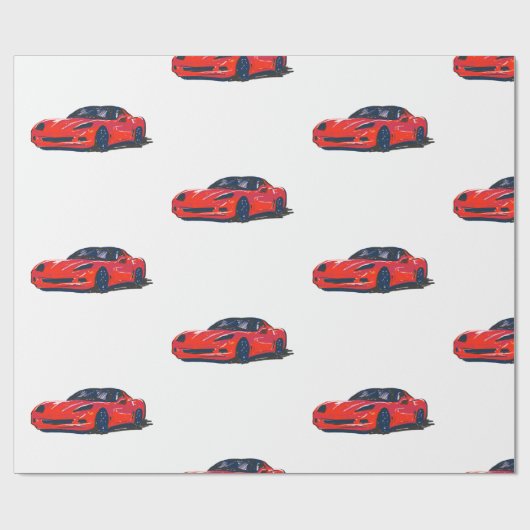 Red C6 Corvette Wrapping Paper Geschenkpapier (Flach)