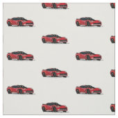 Red C7 Corvette Handgezeichnete Sketch-Fabrik Stoff (Muster)