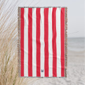 Red Cabana Strip & Personalisiert Navy Monogram Decke