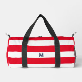 Red Cabana Strip & Personalisiert Navy Monogram Duffle Bag