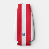 Red Cabana Strip & Personalisiert Navy Monogram Flaschenkühler (Vorderseite)