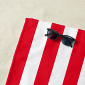Red Cabana Strip & Personalisiert Navy Monogram Strandtuch (Beispiel)