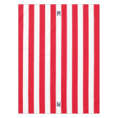 Red Cabana Strip & Personalisiert Navy Monogram Tischdecke (Vorderseite)