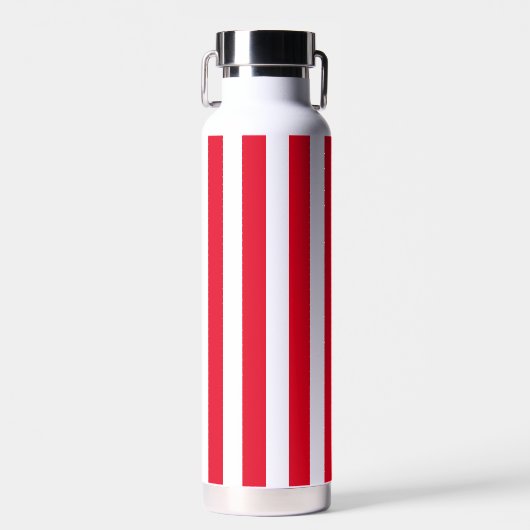 Red Cabana Strip & Personalisiert Navy Monogram Trinkflasche (Vorne)