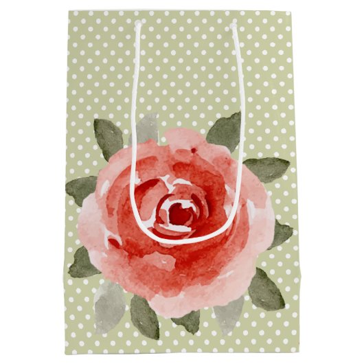 Red Cabbage Rose MEDIUM Geschenktaschen Mittlere Geschenktüte (Rückseite)