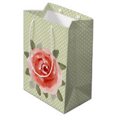 Red Cabbage Rose MEDIUM Geschenktaschen Mittlere Geschenktüte (Rückseite Schrägansicht)