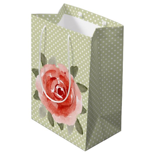 Red Cabbage Rose MEDIUM Geschenktaschen Mittlere Geschenktüte (Rückseite Schrägansicht)