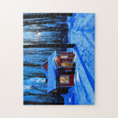Red Cabin in einem schneebedeckten Wald-Puzzle Puzzle (Vertikal)