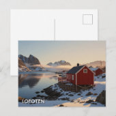 Red Cabin Lofoten Norwegen Reisen Postkarte (Vorne/Hinten)