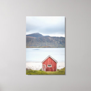 Red Cabin Ramberg Lofoten Leinwanddruck
