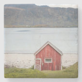 Red Cabin Ramberg Lofoten Steinuntersetzer (Vorderseite)