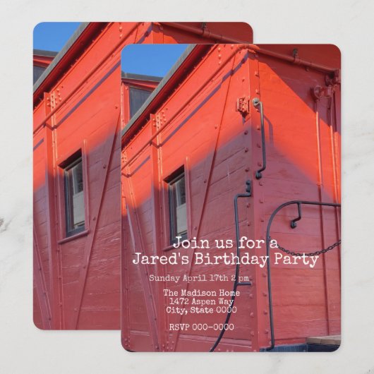 Red Caboose Einladung (Vorne/Hinten)