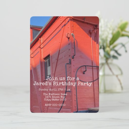 Red Caboose Einladung (Stehend Vorderseite)