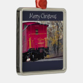 Red Caboose Train Foto Silbernes Ornament (Rechts)