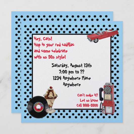 Red Cadillac Einladung (Vorne/Hinten)