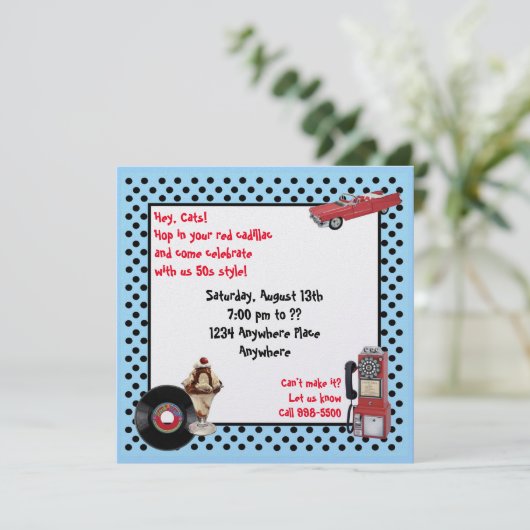 Red Cadillac Einladung (Stehend Vorderseite)