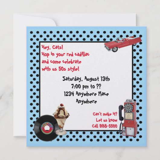 Red Cadillac Einladung (Vorderseite)