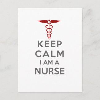 Red Caduceus Behielt Calm I bin eine Krankenschwes Postkarte