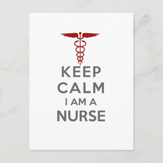 Red Caduceus Behielt Calm I bin eine Krankenschwes Postkarte (Vorderseite)