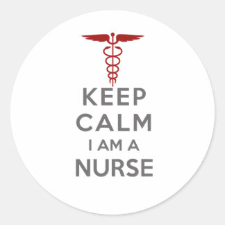 Red Caduceus Behielt Calm I bin eine Krankenschwes Runder Aufkleber