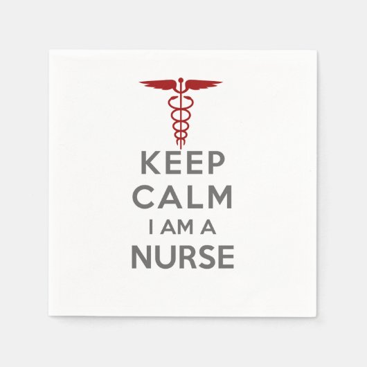 Red Caduceus Behielt Calm I bin eine Krankenschwes Serviette (Vorderseite)