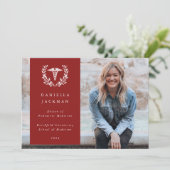 Red Caduceus Medical School Abschluss Foto Ankündigung (Stehend Vorderseite)