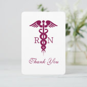 Red Caduceus Nurse Graduate Dankeskarte (Stehend Vorderseite)