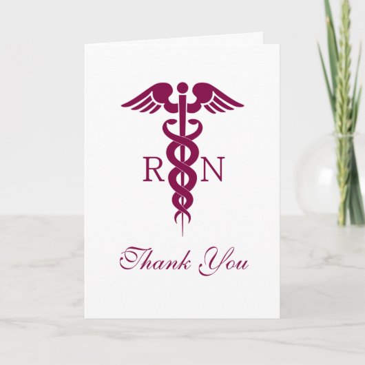 Red Caduceus Nurse Graduate Vielen Dank Karte (Vorderseite)